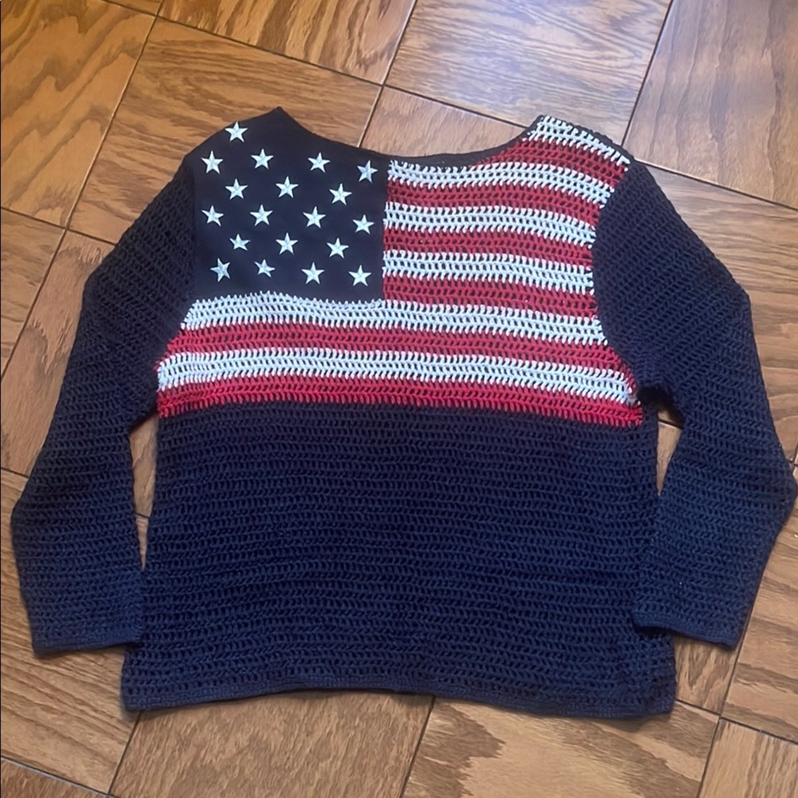Norton Size Pm Navy And Red American Flag Sweater